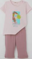 Breeze Kız Çocuk Taytlı Takım Sakız Kraliçesi Kız Baskılı 1.5-5 Yaş, Pembe