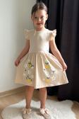Breeze Kız Çocuk Elbise Etek Kısmı Limon & Çiçek Baskılı 2-6 Yaş, Bej