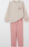 Breeze Kız Çocuk Eşofman Takım Çiçek Nakışlı 1.5-5 Yaş, Bej