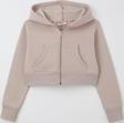 Breeze Kız Çocuk Crop Hırka Fermuarlı Kapüşonlu 8-14 Yaş, Vizon