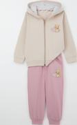 Breeze Kız Çocuk Eşofman Takım Kalpli Bebek Ayıcık Baskılı 1.5-5 Yaş, Bej