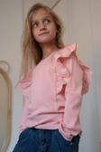 Breeze Kız Çocuk Uzun Kollu Bluz Güpür Çiçek Nakışlı 3-7 Yaş, Pembe