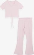 Breeze Kız Çocuk İspanyol Paça Taytlı Crop Takım 5-10 Yaş, Pembe