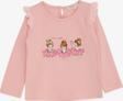 Breeze Kız Bebek Uzun Kollu Tişört Danscı Kız Baskılı Güpürlü 9 Ay-3 Yaş, Pudra