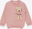 Breeze Kız Çocuk Sweatshirt Ayıcık Aksesuarlı 1.5-5 Yaş, Somon