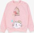 Breeze Kız Çocuk Sweatshirt Simli Kedicik Baskılı 1.5-5 Yaş, Somon Melanj