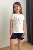 Breeze Kız Çocuk Şortlu Takım Yıldız Baskılı Beli Lastikli 5-10 Yaş, Beyaz