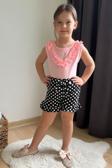 Breeze Kız Çocuk Şortlu Takım Puantiyeli Fiyonklu Fırfırlı 4-8 Yaş, Neon Pembe