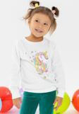 Breeze Kız Çocuk Sweatshirt Baskılı Pullu Unicorn 2-6 Yaş, Ekru
