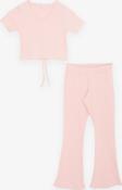 Breeze Kız Çocuk İspanyol Paça Taytlı Crop Takım 5-10 Yaş, Somon