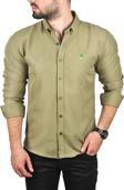 DeepSEA Erkek Haki Slim Fit Dar Kesim Keten Gömlek Pamuklu Spor Gömlek 2501305