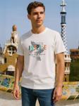 Erkek %100 Pamuk Bisiklet Yaka Yazı Baskılı T-shirt