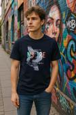 Erkek %100 Pamuk Bisiklet Yaka Yazı Baskılı T-shirt