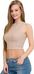Kadın Halter Yaka Elastan Kaşkorse Crop