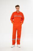 Mervem Orange Safety Bütün %100 Pamuk Reflektörlü İşçi Tulumları