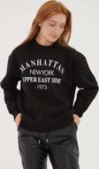 Fashion Friends Bisiklet Yaka Baskılı Sweat Siyah