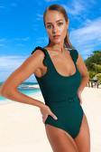 Fırfırlı Mayo Hızlı Kuruyan Plaj Ve Havuz İçin Su Sporları Esnek Kumaş Swimsuit