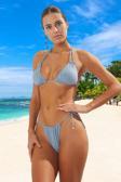 Üçgen Simli Bikini Takımı Klora Dayanıklı Plaj Ve Havuz İçin Yaz Koleksiyonu