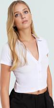Polo Yaka Kısa Kollu Crop Bluz Pamuk Polyester Örme Yazlık Dayanıklı Malzeme Seçkin
