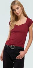 Fitted Örme Bluz Kalp Yaka Yazlık Günlük Premium Kalite Kullanım İçin Modern Stil