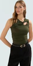 Fitted Kolsuz Örme Bluz Asimetrik Yaka Günlük Stil Profesyonel Görünüm Modern Şık