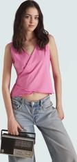 Likralı Penye Bluz V Yaka Fitted Crop Casual Seçkin Malzeme Günlük Kullanım İçin