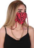 Gümüş İyonlu Boyundan Askılı Yıkanabilir Zebra Desenli Maske