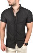 DeepSEA Erkek Siyah Slim Fit Likralı Spor Gömlek Dar Kesim Jakar Kumaş Kısa Kol Gömlek 2500804