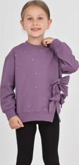 Toontoy Kız Çocuk Taşlı Fiyonklu Sweatshirt