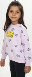 Toontoy Kız Çocuk Love Kalp Baskılı Sweatshirt