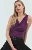 Yazlık Modal Örme Bluz Fitted Kalıp Degaje Yaka Rahat Günlük Stil Kullanım İçin
