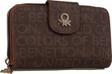 Benetton Kahverengi Monogram Eskitme Geniş Kadın Cüzdan BNT 1301