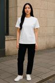 Regular Kalıp Kadın - Erkek Unisex Basic Tişört Beyaz