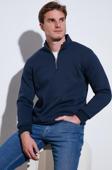 Buratti Pamuklu Regular Fit Yarım Fermuarlı Dik Yaka Erkek Sweat 59052592 KOYU LACİVERT