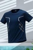 Erkek Spor Tişört Antreman Gym Polyester Erkek Sporcu T-shirt ŞERİTLİ-TİŞÖRT