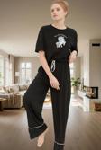 Rahat Pamuklu Pijama Takımı; Unicorn Baskı Melanj Regular Kalıp Günlük Kullanım İçin