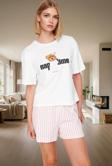 Ayıcıklı Çizgili %100 Pamuklu Pijama Takımı Rahat ve Şık Yaz Uykusu Mükemmel Uyum Dayanıklı Malzeme