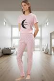 Rahat Ev Giyim Pijama Takımı; Galaksi Baskı Pamuklu 2'li Takım Trend Tasarım Mükemmel Uyum