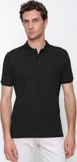 Erkek Siyah Basic Düz %100 Pamuk Slim Fit Dar Kesim Kısa Kollu Polo Yaka Tişört