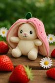 Ribac Sevimli Çilek Tavşan Peluş Çantalı Hediyelik 50 Cm Oyuncak