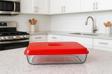 Kitchen Line Plastik Dikdörtgen Borcam Kapağı 1 Adet Kırmızı