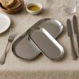 Kitchen Line Gümüş Renk Metal Sunum-İkram Tabağı Paslanmaz Çelik 2Lı Set