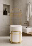 Kitchen Line Lüx Gold Banyo Wc Tuvalet Kağıtlığı Çöp Kovası Takım Plastik Kova 6 Litre Paslanmaz Tel