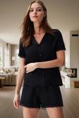 Kadın Dantelli Viskon Pijama Takımı Şortlu Rahat Yazlık Kaliteli İşçilik Modern Stil Konforlu Kesim