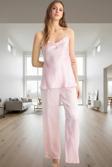 Kadın Saten Pijama Takımı İnce Askılı Fırfırlı Rahat Ev Giyim Seti Premium Kalite