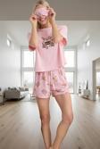 Kadın Rahat Pamuklu Ayıcıklı Pijama Takımı Şortlu Kısa Kollu Yazlık Günlük Kullanım İçin Trend Tasar