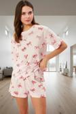 Kadın Kurdele Desenli Pamuklu Pijama Takımı Rahat Şık Yazlık Premium Kalite Modern Stil
