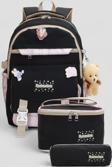 Relaxion 1396 Kore Tarzı Unisex Çocuk Üçlü Set İlkokul Sırt Çantası - NKT02206-siyah-pembe-TEKEBAT