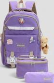Relaxion 1396 Kore Tarzı Unisex Çocuk Üçlü Set İlkokul Sırt Çantası - NKT02206-lila-TEKEBAT