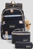Relaxion 1396 Kore Tarzı Unisex Çocuk Üçlü Set İlkokul Sırt Çantası - NKT02206-siyah-mor-TEKEBAT